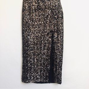 DRESS THE POPULATION Skirt Size S Alessandra Sequin Slit Midi Sparkle Glam
